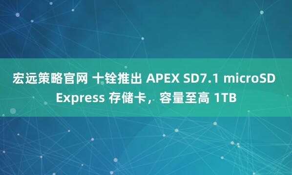 宏远策略官网 十铨推出 APEX SD7.1 microSD Express 存储卡，容量至高 1TB